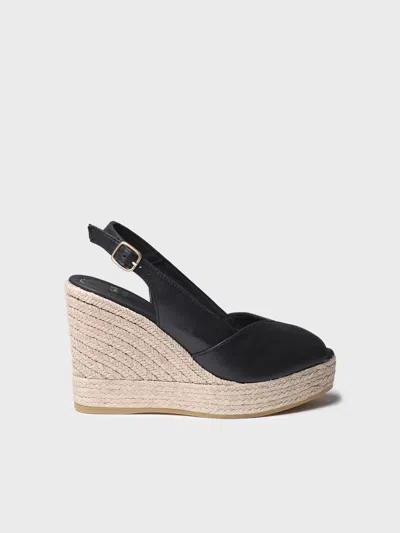 Toni Pons High Women's Peep Toe Espadrille In Leather With Wedge - Oprah In Multi