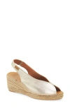 Toni Pons Laila Slingback Peep Toe Platform Wedge Sandal In Platinum