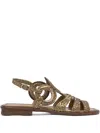 Toni Pons Ring-detailed Leather Sandals In Gold