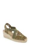 Toni Pons Terra Espadrille Wedge In Khaki Fabric