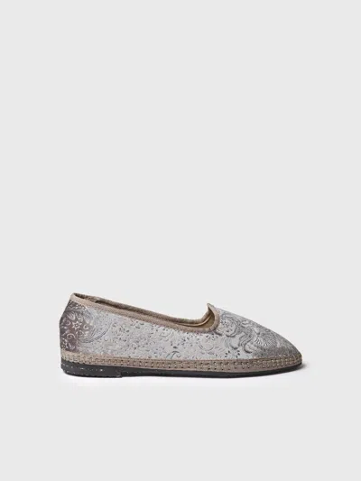 Toni Pons Velvet Jacquard Fabric Mary Jane Shoe For Women - Catia In Silver