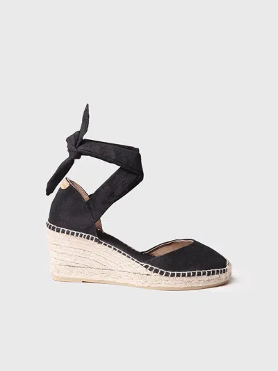Toni Pons Wedge Espadrilles With Ribbons In Black