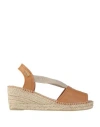 Toni Pons Woman Espadrilles Camel Size 7 Leather In Beige