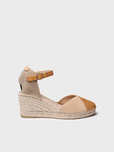 Toni Pons Women's Espadrille In Two-tone Suede With Wedge - Beral In Brown