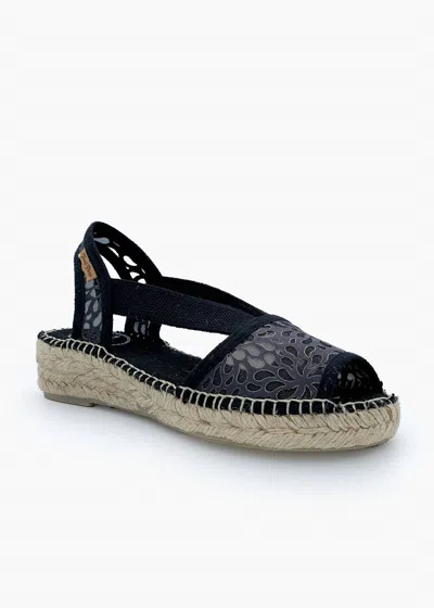 Toni Pons Estel Peep Toe Espadrille Sandal In Negre/black