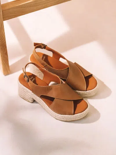 Toni Pons Women's Leather Espadrille With Wide Heel - Agatha In Brown