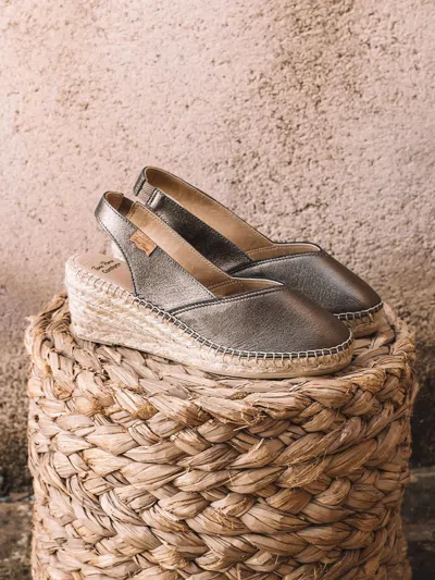 Toni Pons Women's Leather Wedge Espadrille For A Wider Fit | Termal In Gray