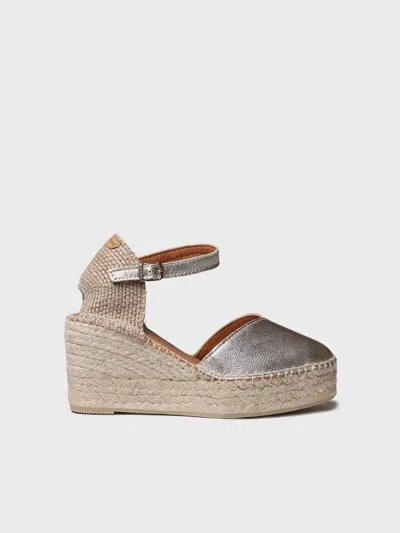 Toni Pons Women's Leather Wedge Espadrille | Magda-p In Silver