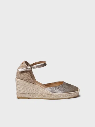 Toni Pons Women's Leather Wedge Espadrille With Ankle Strap | Tiana In Silver