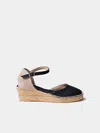 Toni Pons Women's Mid Wedge Espadrilles With Lace-up Wedge In Black