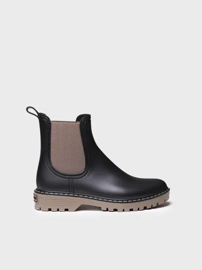 Toni Pons Women's Rain Boot With Contrasting Elastic Panels - Cavour In Black