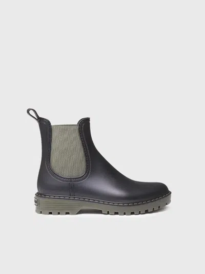 Toni Pons Women's Rain Boot With Contrasting Elastic Panels - Cavour In Khaki