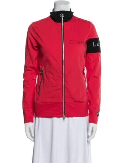 Pre-owned Toni Sailer Colorblock Pattern Bomber Jacket In Red