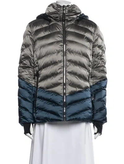 Pre-owned Toni Sailer Colorblock Pattern Down Jacket In Blue