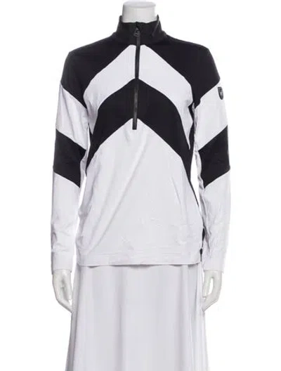 Pre-owned Toni Sailer Colorblock Pattern Long Sleeve Top In White