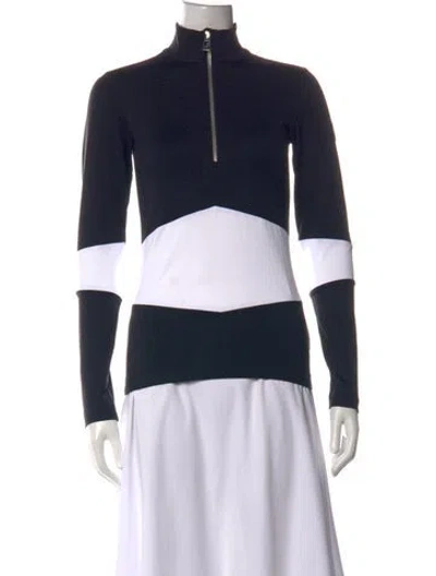 Pre-owned Toni Sailer Colorblock Pattern Mock Neck Top In Neutrals