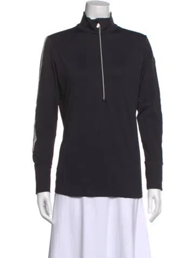 Pre-owned Toni Sailer Mock Neck Long Sleeve Top In Blue