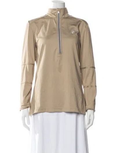 Pre-owned Toni Sailer Mock Neck Long Sleeve Top In Neutral