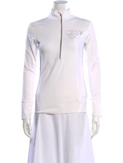 Pre-owned Toni Sailer Mock Neck Long Sleeve Top In White