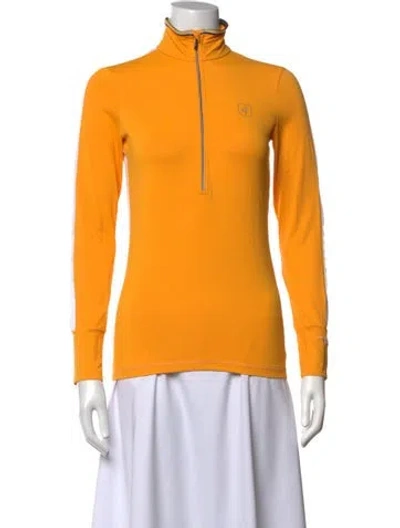Pre-owned Toni Sailer Mock Neck Long Sleeve Top In Yellow