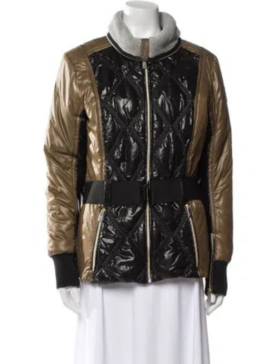 Pre-owned Toni Sailer Nylon Colorblock Pattern Biker Jacket In Black