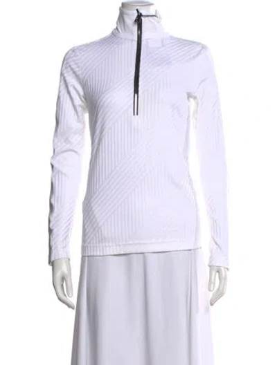 Pre-owned Toni Sailer Striped Mock Neck Top W/ Tags In White