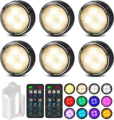 Tonno Led Puck Lights With Remote Control, Battery Operated Wireless Closet Light, Under Cabinet Lighting  In Multi