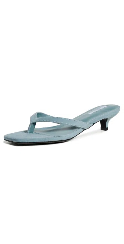 Tony Bianco Annie Heeled Thong Sandals Denim Suede In Blue