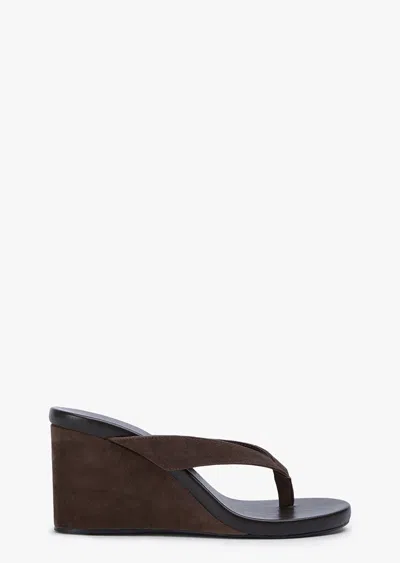 Tony Bianco Avanti Wedge Thong Sandals Espresso Suede In Brown