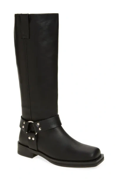 Tony Bianco Biker Harness Boot In Black Wax