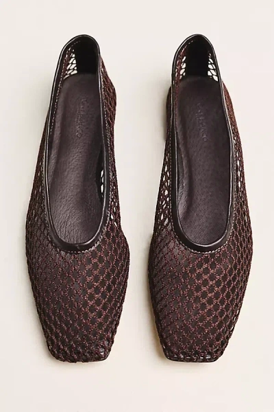 Tony Bianco Buzz Square Toe Mesh Flats Choc Mesh In Brown