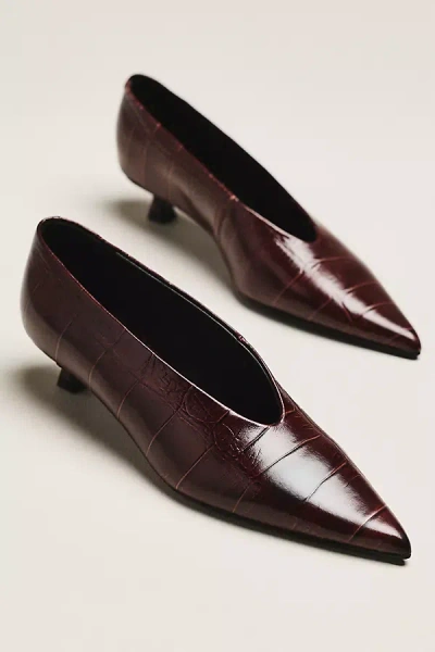 Tony Bianco Cherry Pointed Toe Kitten Heel Pump In Burgundy