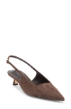 Tony Bianco Crush Slingback Pointed Toe Kitten Heel Pump In Brown