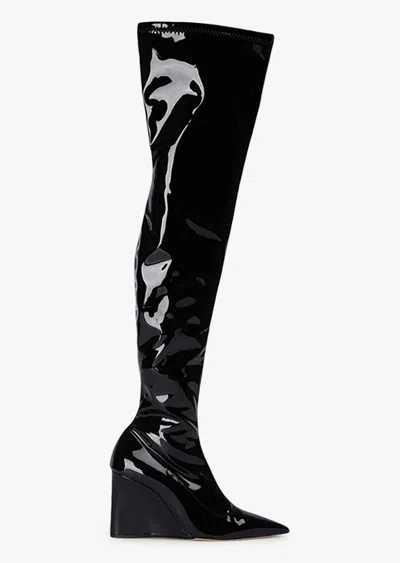 Tony Bianco Doja Black Stretch Patent Long Boots