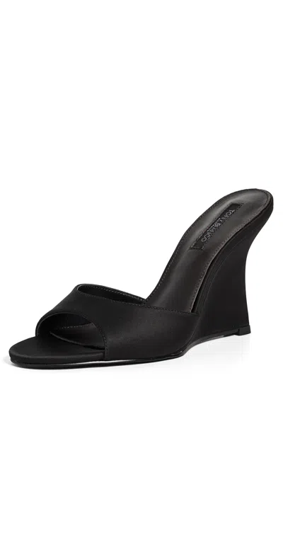Tony Bianco Matisse Wedge Mules Black Satin