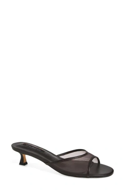 Tony Bianco Pru Kitten Heel Slide Sandal In Chocolate Nylon/chocolate
