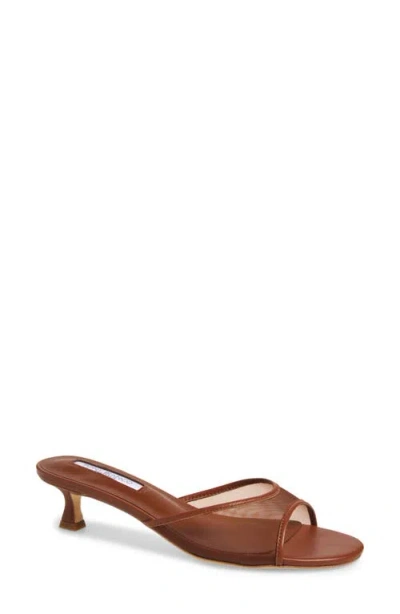 Tony Bianco Pru Kitten Heel Slide Sandal In Rust Nylon/rust