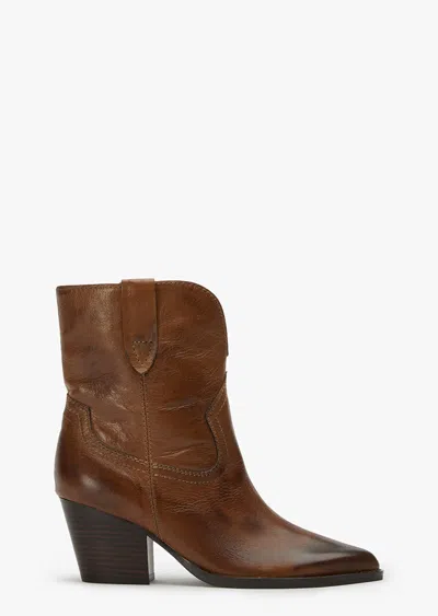 Tony Bianco Psuedo Cognac Vintage Ankle Boots