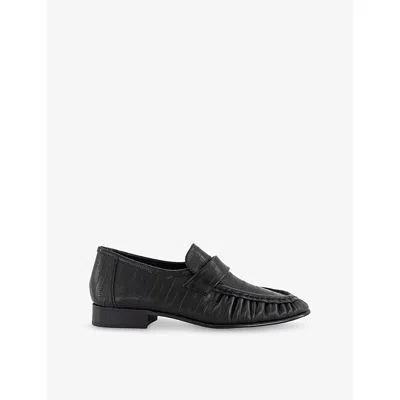 Tony Bianco Womens Black Crinkle Gatsby Leather Loafers Eur 38/5 Uk In Animal Print