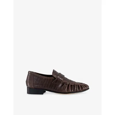 Tony Bianco Womens Brown Anguille Gatsby Leather Loafers Eur 38/5 Uk