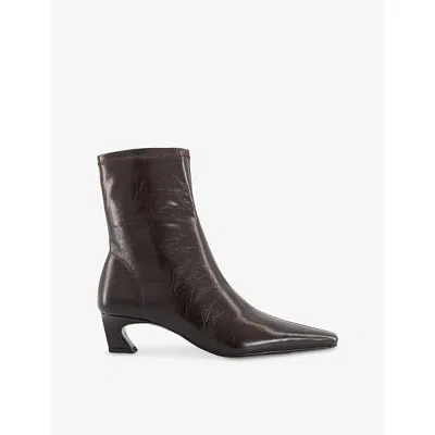 Tony Bianco Womens Chocolate Crinkle Margot Leather Heeled Ankle Boots Eur 36 / 3 Uk In Brown