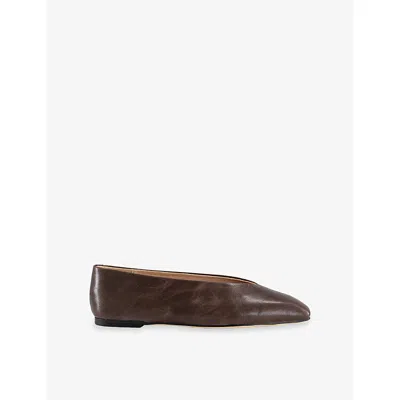 Tony Bianco Womens Chocolate Vintage Brash Leather Ballet Flats Eur 41 / 8 Uk In Animal Print