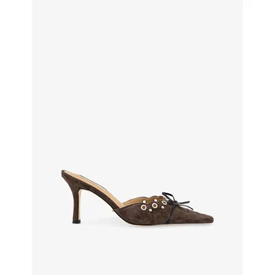 Tony Bianco Womens Espresso Suede Shae Suede Heeled Mules Eur 36 / 3 Uk In Brown