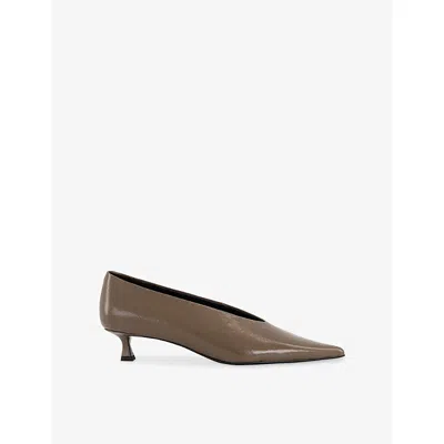 Tony Bianco Womens Taupe Brown Cherry Patent-leather Pumps Eur 40 / 7 Uk