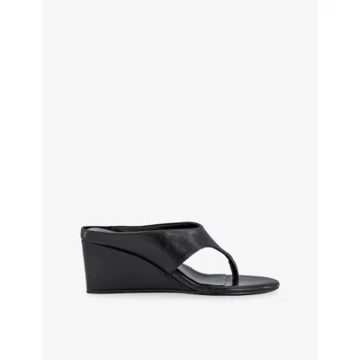 Tony Bianco Womens  Swift Heeled Leather Wedges In Black Leather