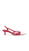 Tony Bianco X Revolve Kimberly Slingback In Chilli Patent & White Patent