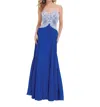 Tony Bowls Velvet Chiffon Prom Dress In Royal In Blue
