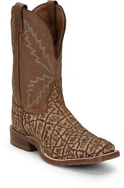 Pre-owned Tony Lama 11in Exotic Mens Taupe Bowie Leather Cowboy Boots In Brown