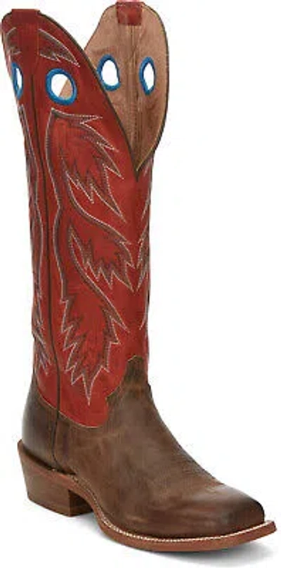 Pre-owned Tony Lama 17in Buckaroo Mens Fire Orange Colburn Leather Cowboy Boots