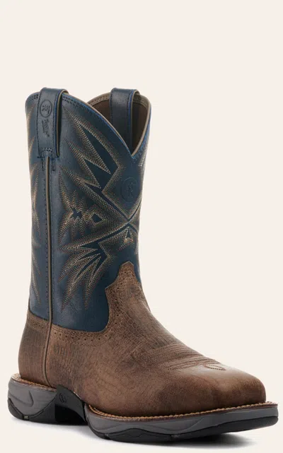 Tony Lama Bartlett Stone Brown And Blue Square Steel Toe Work Boots In Multi